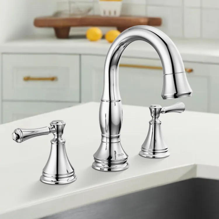 Delta Cassidy Two Handle Pull Down Widespread Bathroom Faucet, Diamond Seal, ADA, 1.2 GPM, Chrome - 3597-PD-DST