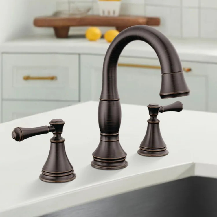 Delta Cassidy Two Handle Pull Down Widespread Bathroom Faucet, Diamond Seal, ADA, 1.2 GPM, Venetian Bronze - 3597-RBPD-DST
