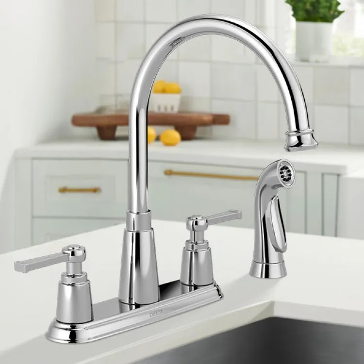 Delta Emmett Two Handle Kitchen Faucet with Spray, ADA, 1.8 GPM, Chrome - 21742LF