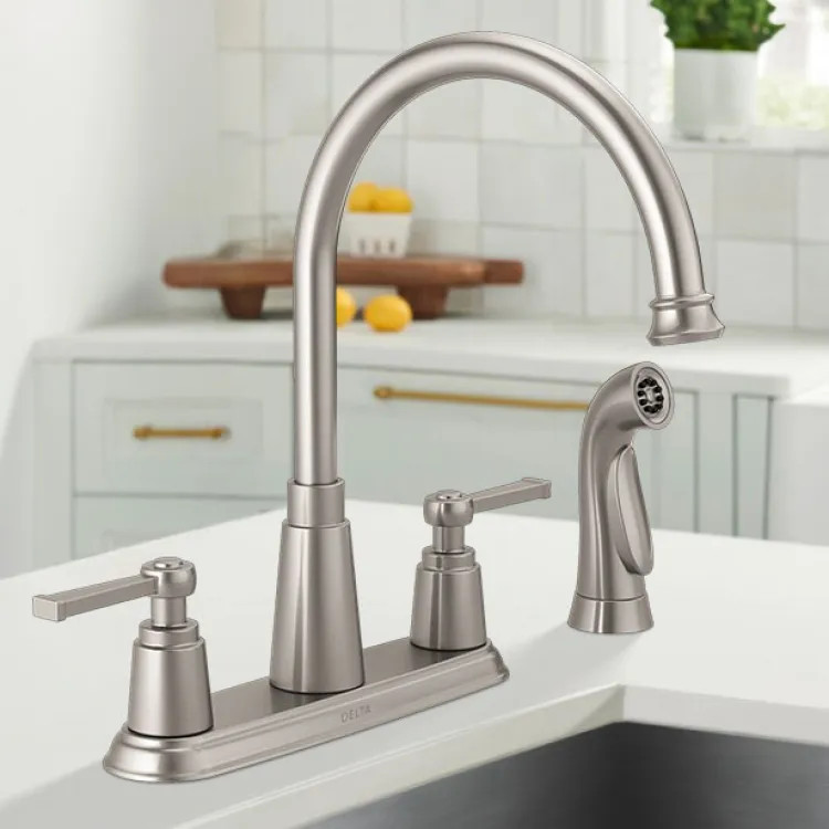 Delta Emmett Two Handle Kitchen Faucet with Spray, ADA, 1.8 GPM, SpotShield Stainless - 21742LF-SP