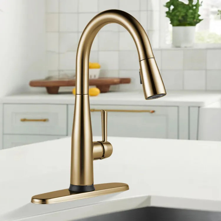 Delta Essa Single Handle Pull-Down Kitchen Faucet, Touch2O, Diamond Seal, MagnaTite, ADA, 1.8 GPM, Champagne Bronze - 9113T-CZ-DST