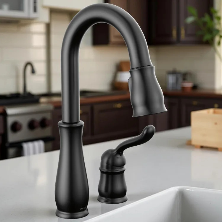 Delta Leland Pull-Down Bar / Prep Faucet, Single Handle, Deck Mount, DIAMOND Seal, MagnaTite, ADA, 1.8 GPM, Matte Black - 9978-BL-DST