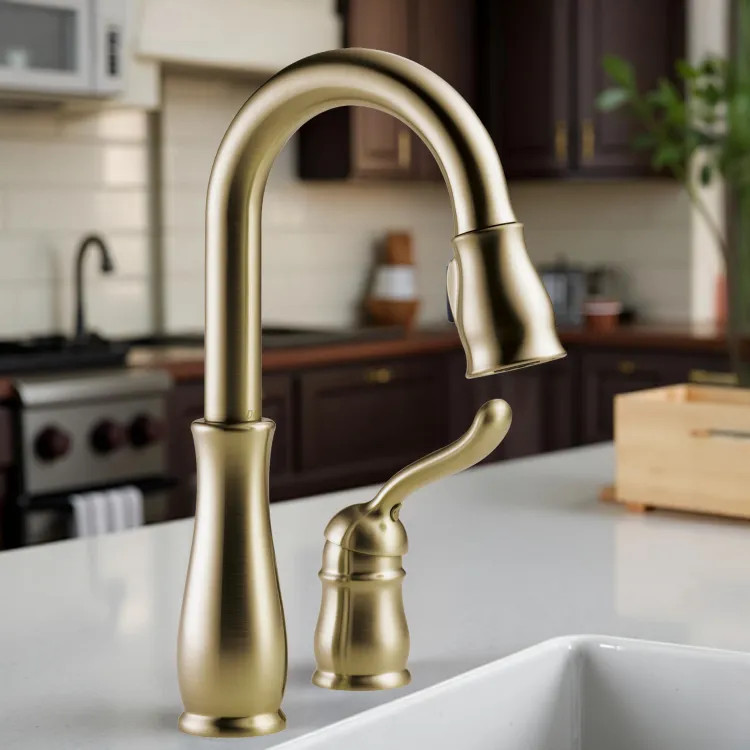 Delta Leland Pull-Down Bar / Prep Faucet, Single Handle, Deck Mount, DIAMOND Seal, MagnaTite, ADA, 1.8 GPM, Champagne Bronze - 9978-CZ-DST