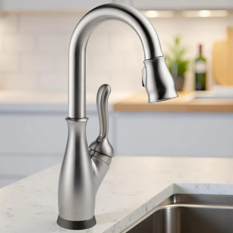 Delta Leland Touch2O Bar/Prep Faucet With Touchless Technology, DIAMOND Seal, MagnaTite, ADA, 1.8 GPM, Spotshield Stainless - 9678TL-SP-DST