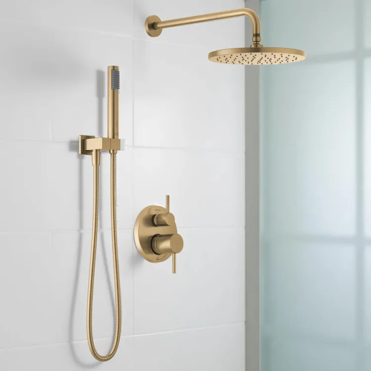 Delta Modern Monitor 14 Series Shower With Raincan, Hand Shower & Rough Valve, Touch-Clean, MultiChoice, ADA, 1.75 GPM, Champagne Bronze - 342702-CZ