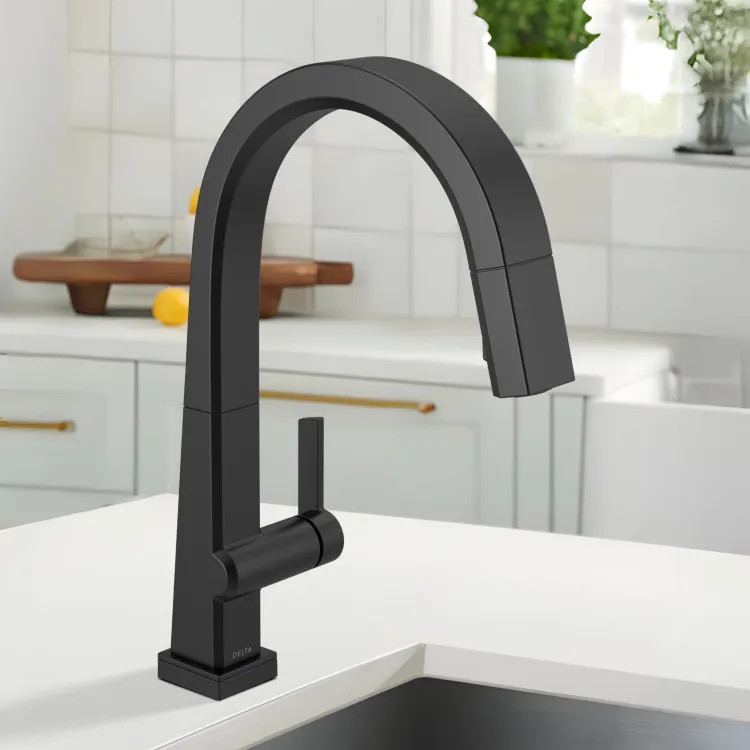 Delta Pivotal Pull-Down Kitchen Faucet With Touch2O, DIAMOND Seal, ManagTite, ADA, 1.8 GPM, Matte Black - 9193T-BL-DST