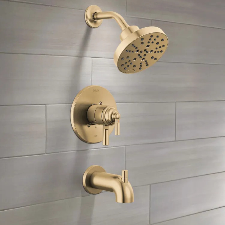 Delta Saylor Monitor 17 Series Tub & Shower Trim, Two Handles, Touch-Clean, ADA-Compliant, 1.75 GPM, Champagne Bronze - T17435-CZ
