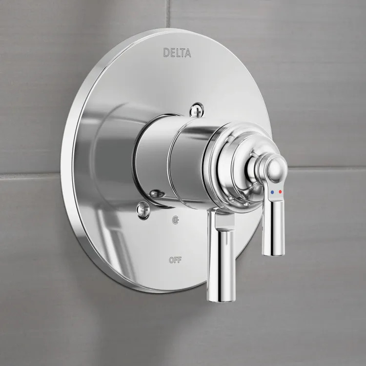 Delta Saylor Two Handle Pressure Balance Valve Trim, Lever Handle, ADA, Chrome - T17035