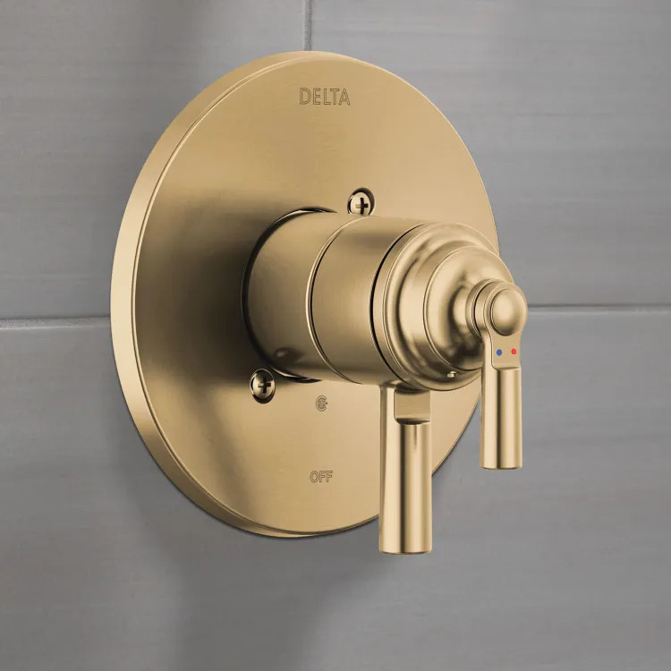 Delta Saylor Two Handle Pressure Balance Valve Trim, Lever Handle, ADA, Champagne Bronze - T17035-CZ
