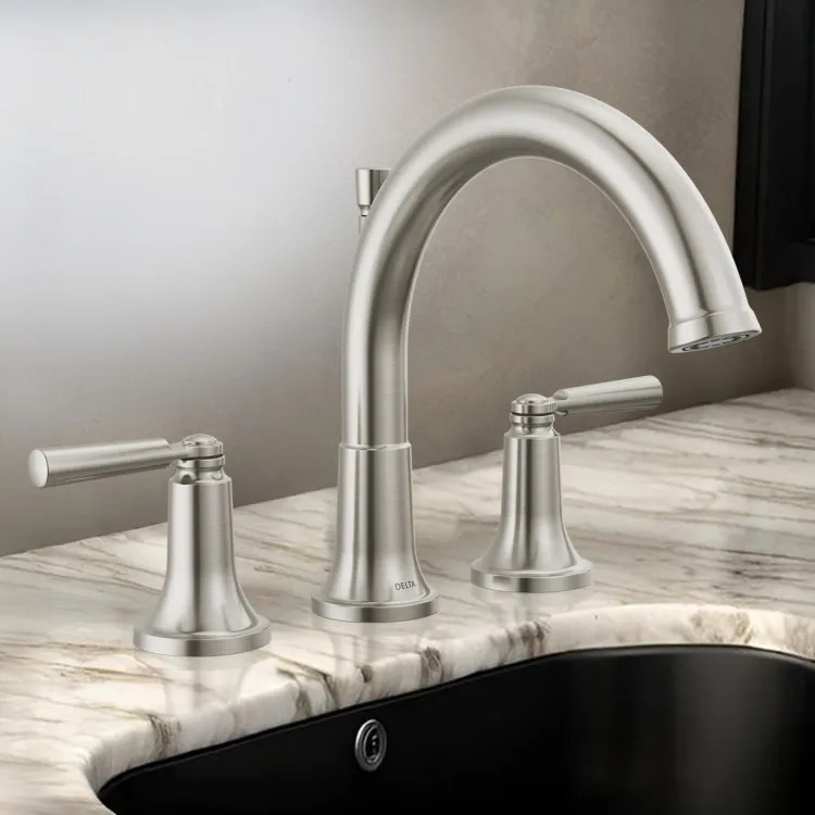 Delta Saylor Roman Tub Trim, High-Arc Spout, Two Lever Handles, ADA-Compliant, Stainless - T2735-SS