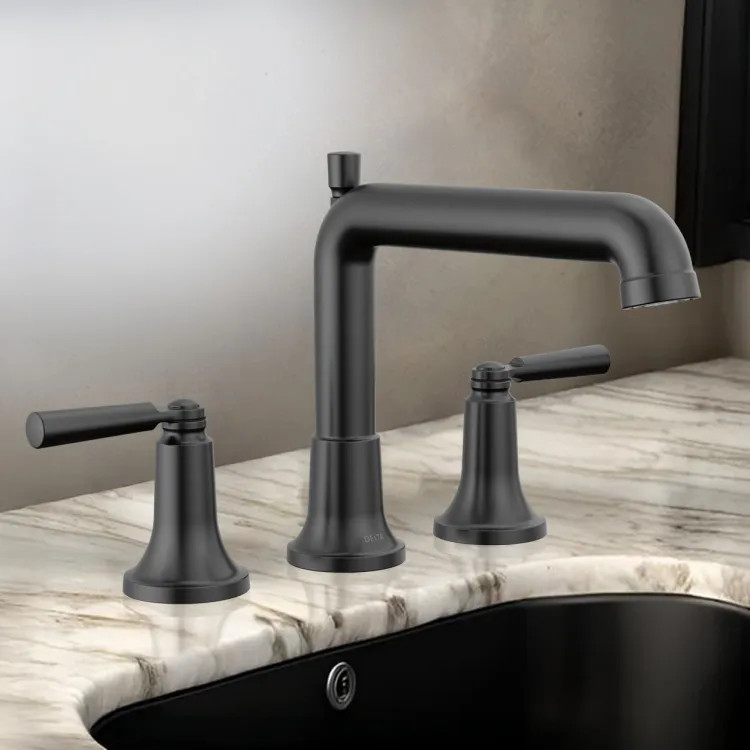 Delta Saylor Roman Tub Faucet Trim, Fixed Spout, Two Lever Handles, ADA-Compliant, Matte Black - T2736-BL