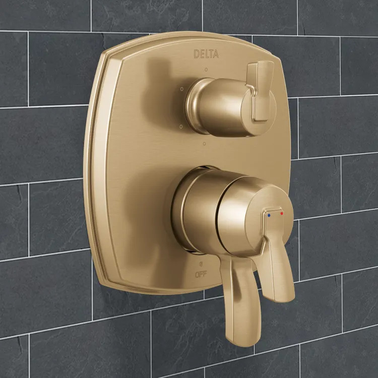 Delta Stryke Monitor 17 Series Integrated Diverter Valve Trim With Six Function (Less Handle), MultiChoice, Lumicoat Champagne Bronze - T27976-CZ-PR-LHP