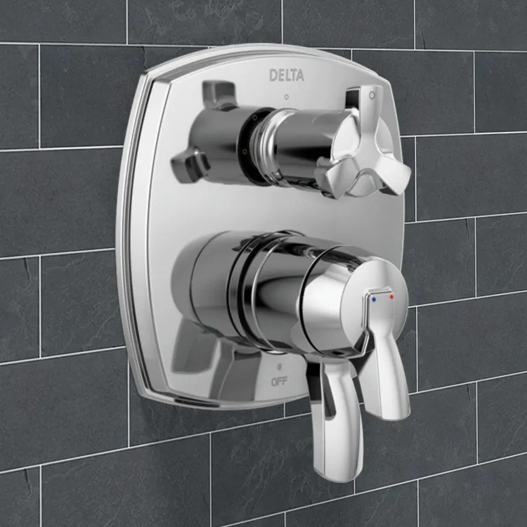 Delta Stryke Monitor 17 Series Integrated Diverter Valve Trim With Three Function (Less Handle), Lumicoat Stainless - T27876-SS-PR-LHP