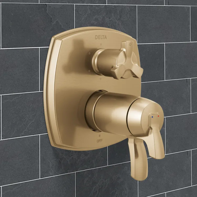 Delta Stryke Monitor 17 Series Thermostatic Integrated Diverter Trim with Six Function, (Less Handle), Lumicoat  Champagne Bronze - T27T976-CZ-PR-LHP