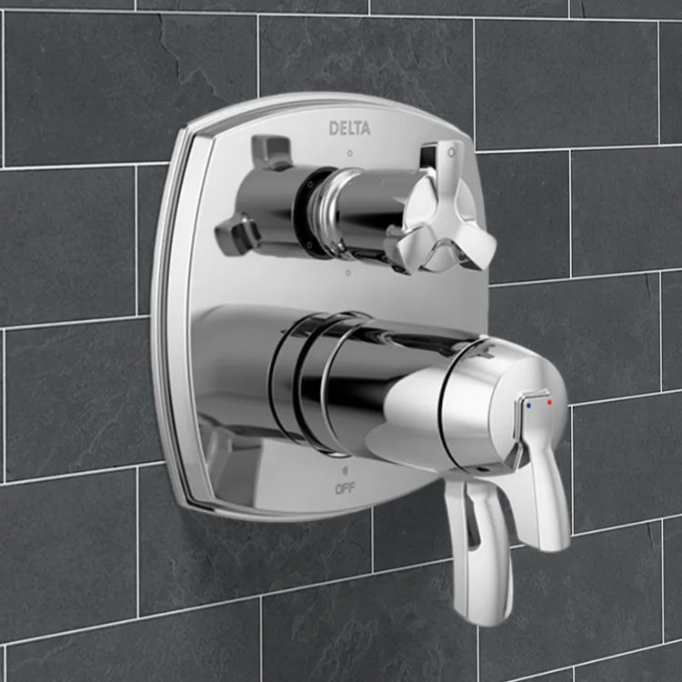 Delta Stryke Monitor 17 Series Thermostatic Integrated Diverter Trim with Six Function, (Less Handle), Lumicoat  Chrome - T27T976-PR-LHP