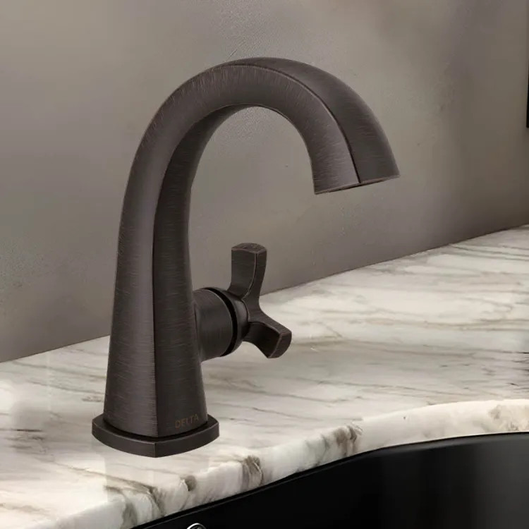 Delta Stryke Single Handle Deck Mounted Bathroom Faucet With Drain, Helo Spoke, 1.2 GPM, Venetian Bronze - 5776-RBMPU-DST