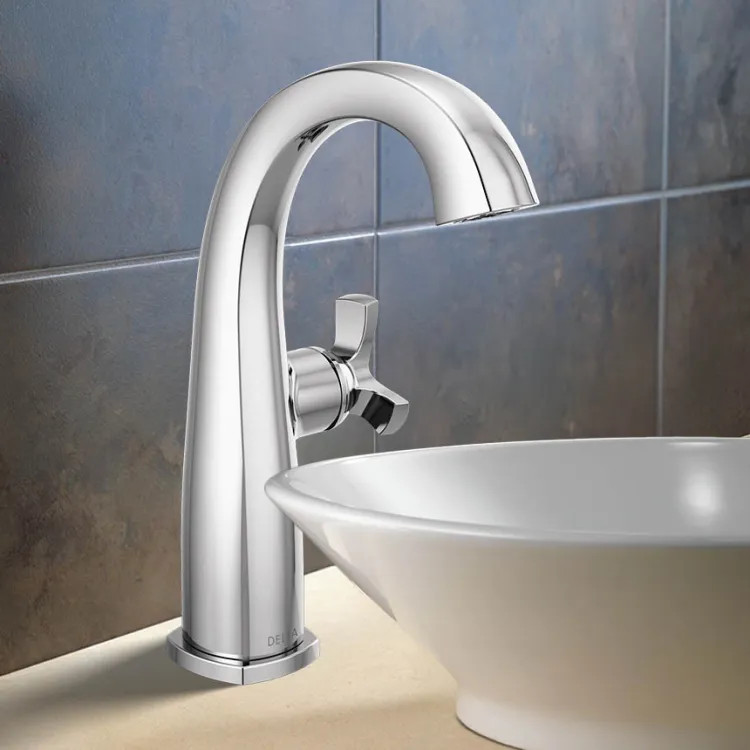 Delta Stryke Mid-Height Bathroom Faucet, Single Handle, Rigid Spout, Diamond Seal, ADA, 1.2 GPM, Lumicoat Chrome - 6776-PR-DST