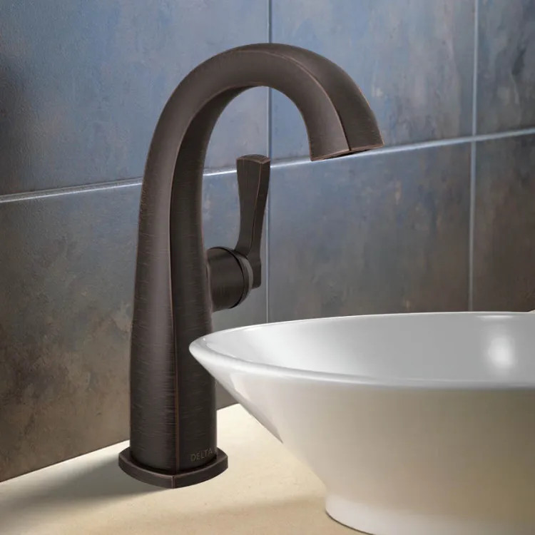 Delta Stryke Mid-Height Bathroom Faucet, Single Lever Handle, Diamond Seal, ADA, 1.2 GPM, Venetian Bronze - 677-RB-DST