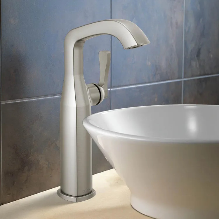Delta Stryke Vessel Bathroom Faucet, Single Lever Handle, Deck-Mount, Diamond Seal, ADA, 1.2 GPM, Lumicoat Stainless - 776-SS-PR-DST