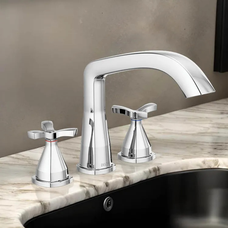 Delta Stryke Three Hole Roman Tub Only Trim, Helo Spoke Handles, Rigid Spout, ADA, Lumicoat Chrome - T27766-PR
