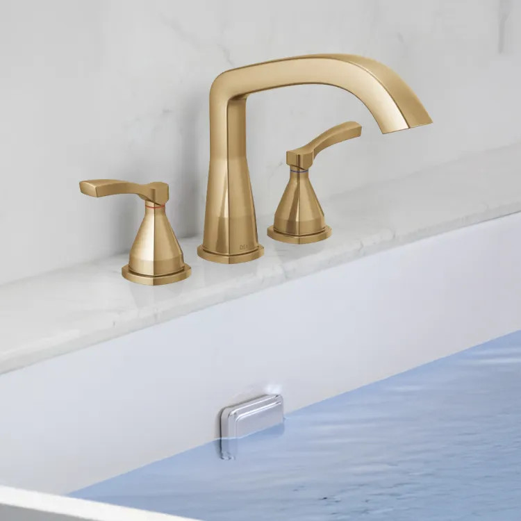 Delta Stryke Three Hole Roman Tub Only Trim, Lever Handles, Rigid Spout, ADA, Lumicoat Champagne Bronze - T2776-CZ-PR