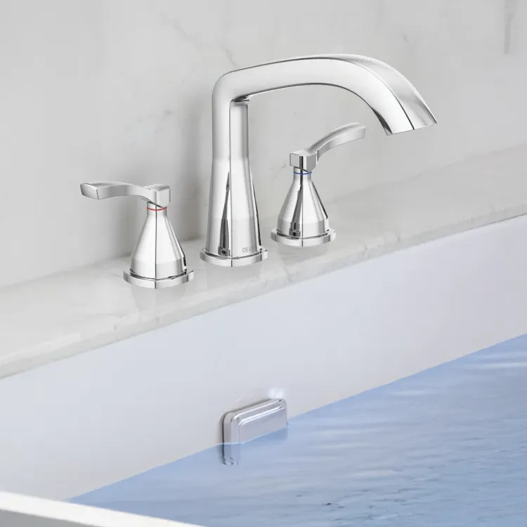 Delta Stryke Three Hole Roman Tub Only Trim, Lever Handles, Rigid Spout, ADA, Lumicoat Chrome - T2776-PR