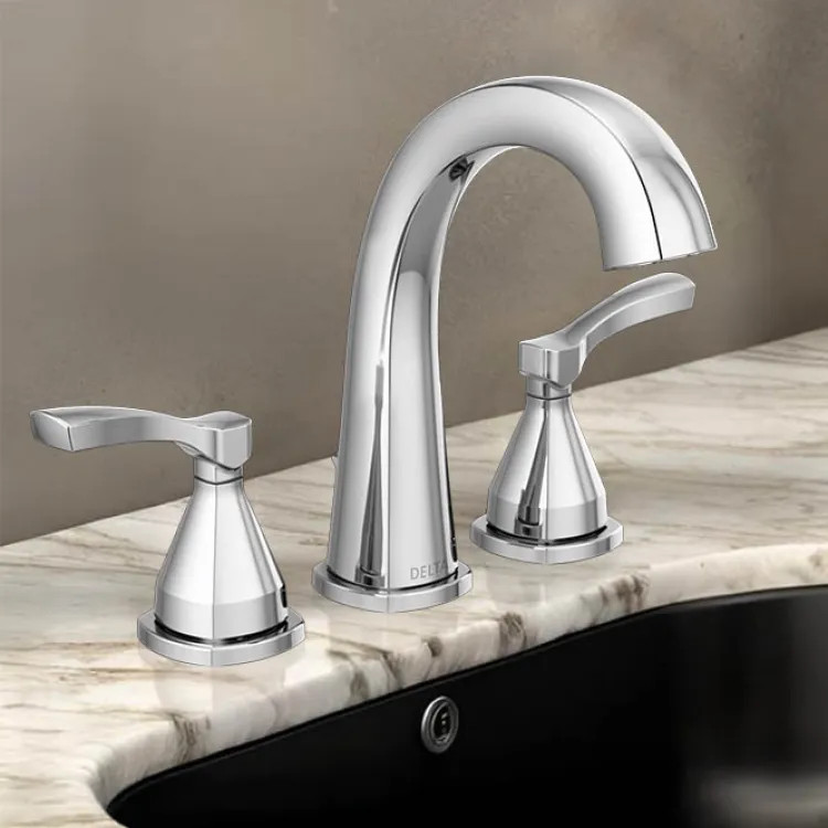 Delta Stryke Widespread Bathroom Faucet With Metal Pop-Up, Two Lever Handles, Diamond Seal, ADA, 1.2 GPM, Lumicoat Chrome - 35775-PR-MPU-DST 