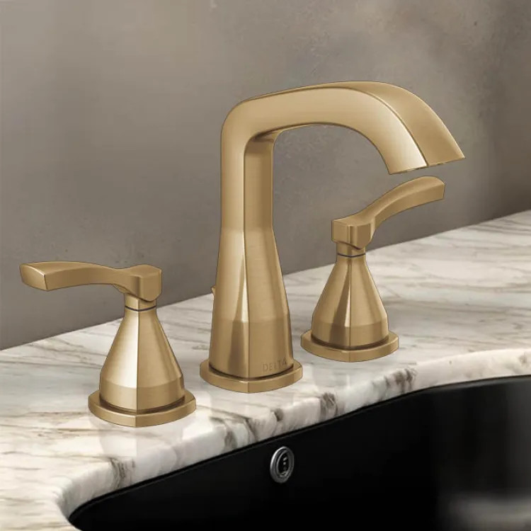 Delta Stryke Widespread Bathroom Faucet With Metal Pop-Up, Lever Handles, Diamond Seal, ADA, 1.2 GPM, Lumicoat Champagne Bronze - 35776-CZ-PR-MPU-DST