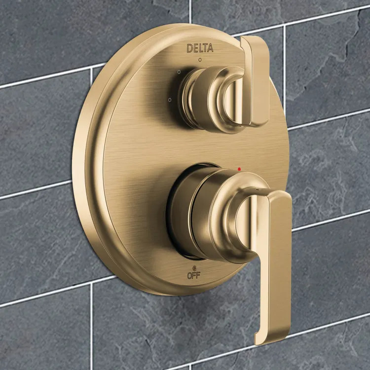 Delta Tetra Monitor 14 Series Integrated Diverter Trim With 3-Setting, MultiChoice, MagnaTite, ADA, Lumicoat Champagne Bronze - T24889-CZ-PR