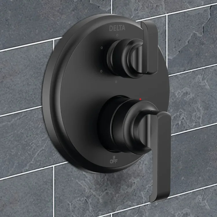 Delta Tetra Monitor 14 Series Integrated Diverter Trim With 6-Setting, MultiChoice, MagnaTite, ADA, Matte Black - T24989-BL