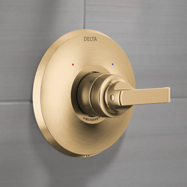 Delta Tetra Monitor 14 Series Valve Only Trim, Lever Handle, MultiChoice, ADA-Compliant, Lumicoat Champagne Bronze - T14089-CZ-PR