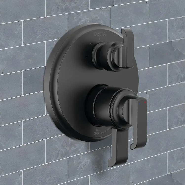 Delta Tetra Monitor 17 Three-Function Diverter Pressure Balance Valve Trim, ADA, 5.8 GPM, Matte Black - T27889-BL