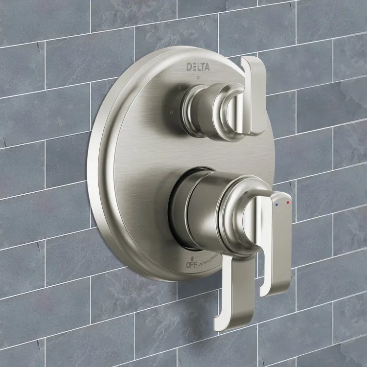 Delta Tetra Monitor 17 Three-Function Diverter Pressure Balance Valve Trim, ADA, 5.8 GPM, Lumicoat Stainless - T27889-SS-PR