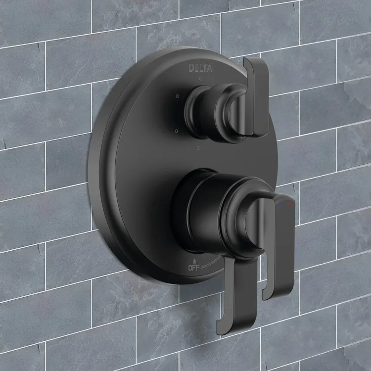 Delta Tetra Monitor 17 Six-Function Diverter Pressure Balance Valve Trim, ADA, 5.8 GPM, Matte Black - T27989-BL