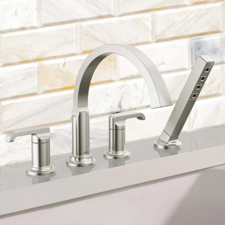 Delta Tetra Roman Tub Lever Handles, Lumicoat Stainless - H588SS-PR