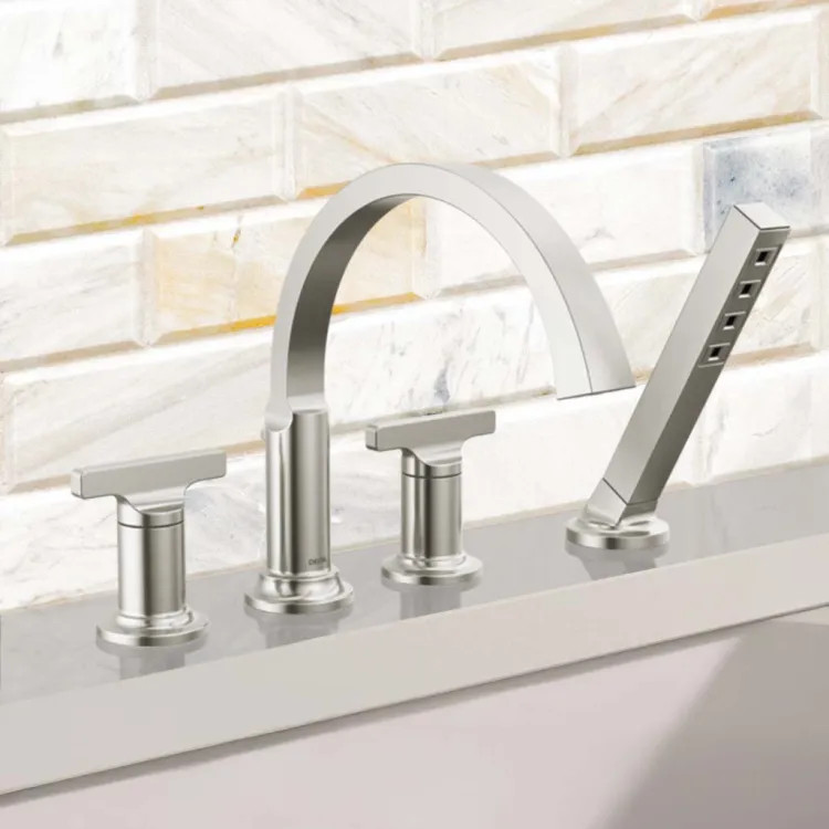 Delta Tetra Roman Tub T-Lever Handles, Lumicoat Stainless - H590SS-PR