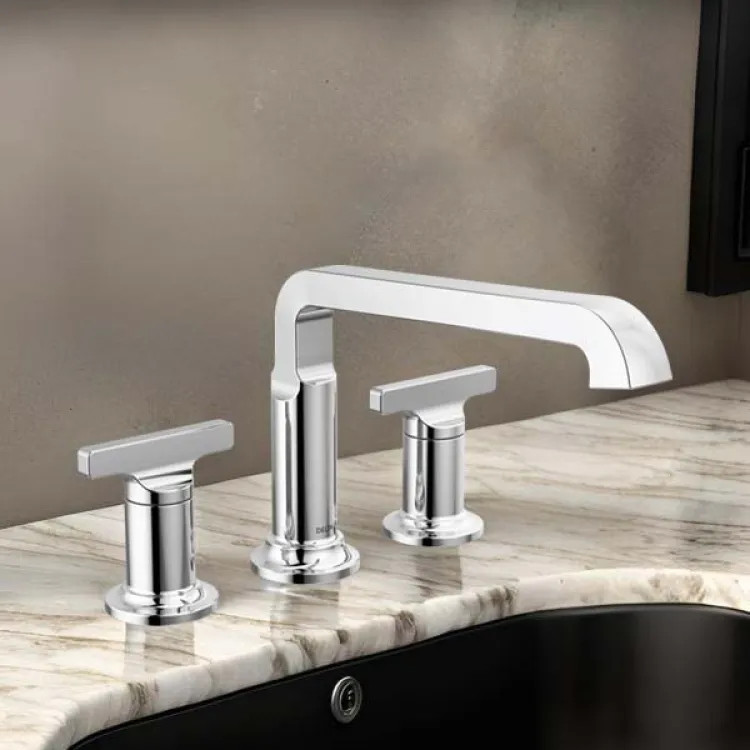 Delta Tetra Two-Handle Roman Tub Trim, Angular Spout, Less Handles, Lumicoat Chrome - T2789-PR-LHP
