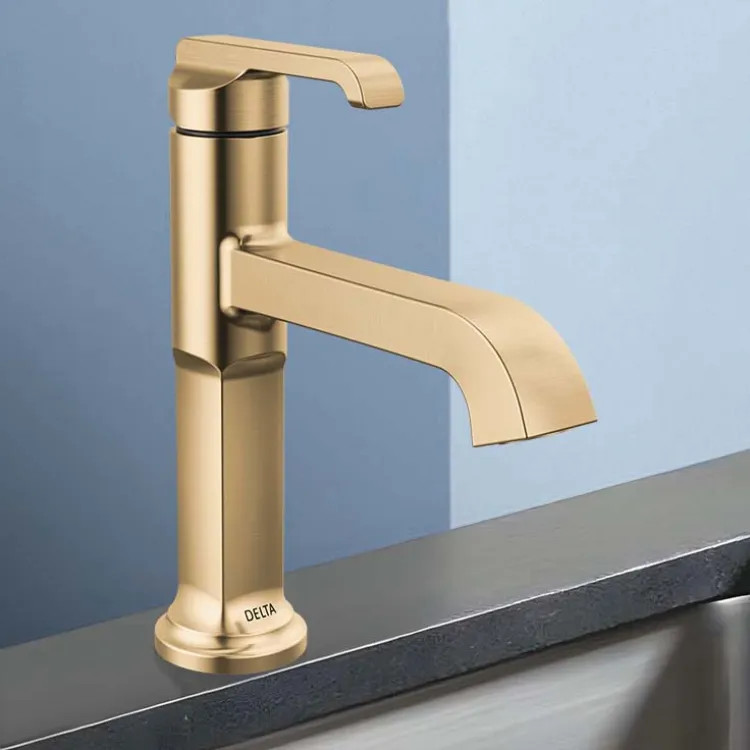 Delta Tetra Bathroom Faucet, Single Handle, Deck Mount, DIAMOND Seal, ADA, 1.2 GPM, (Less Pop-Up), Lumicoat Champagne Bronze - 589-CZ-PR-LPU-DST