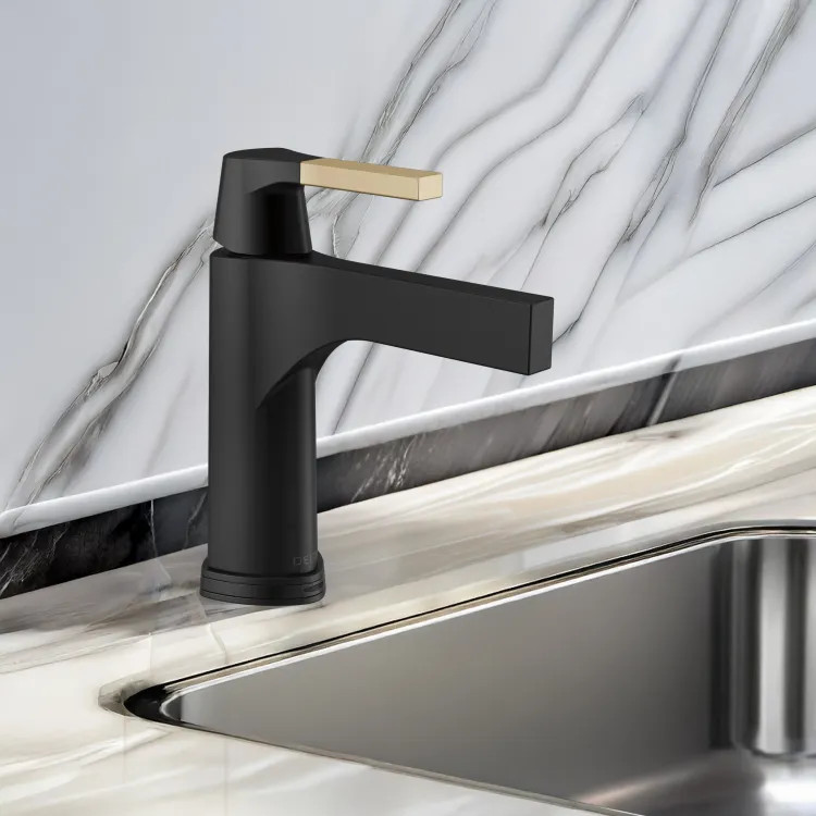 Delta Zura Touch2O Bathroom Faucet with Touchless, DIAMOND Seal, 1.2 GPM, Matte Black/Champagne Bronze - 574T-GZ-DST