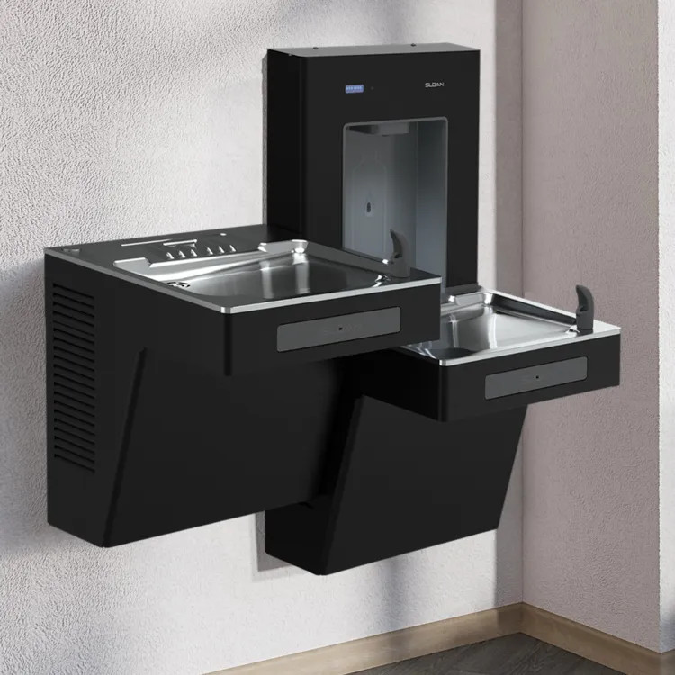 Sloan DropSpot On-Wall Bi-Level Bottle Filler Station, Filtered, Chilled, Black- DRS120-FIL-REF-BLK (33820030)