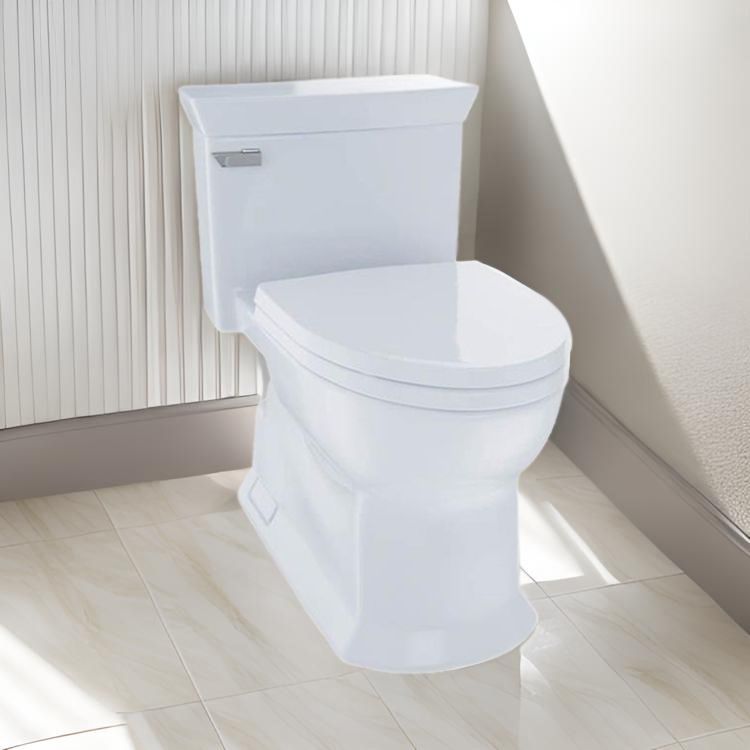 TOTO Eco Soirée One-Piece Skirted Toilet with SoftClose Seat, CEFIONTECT, Elongated, Universal Height, 1.28 GPF, Cotton - MS964124CEFG#01