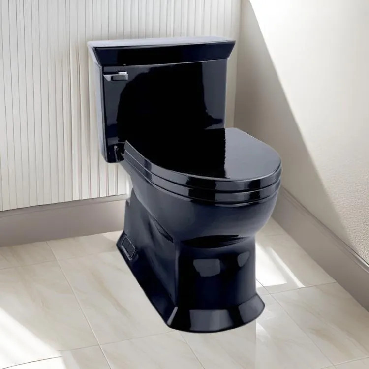 TOTO Eco Soirée One-Piece Skirted Toilet with SoftClose Seat, Elongated, Universal Height, 1.28 GPF, Ebony - MS964124CEF#51