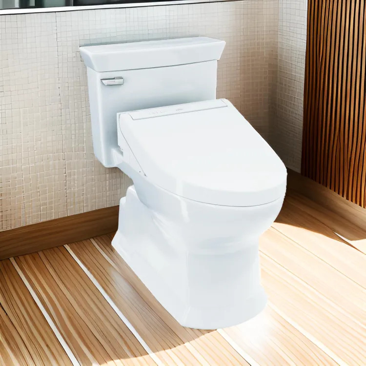 TOTO Eco Soiree WASHLET+ One-Piece Toilet w/ C5 Bidet Seat, 1.28 GPF, Cotton White - MW9643084CEFG#01