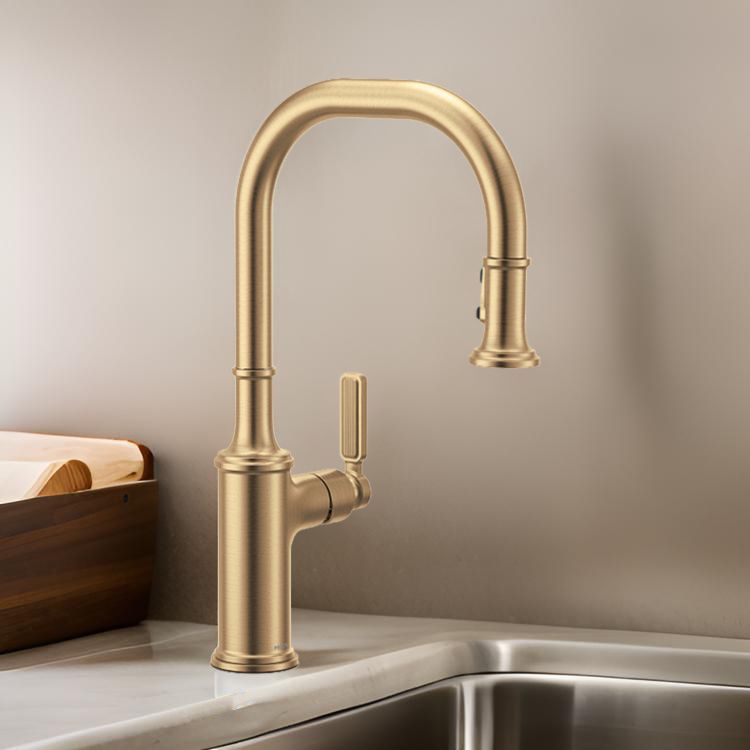 Moen Smyth One-Handle, High-Arc Pulldown Kitchen Faucet, PowerBoost, 1.5 GPM, Bronzed Gold - 7770BZG