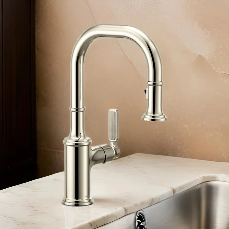 Moen Smyth One-Handle, High-Arc Pulldown Bar Faucet, PowerClean, 1.5 GPM, Polished Nickel - 5770NL