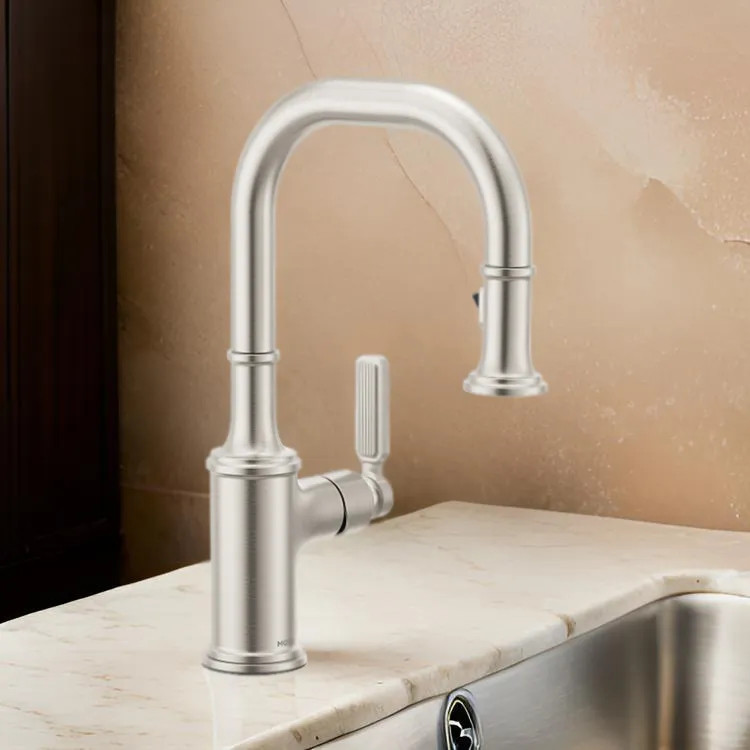 Moen Smyth One-Handle, High-Arc Pulldown Bar Faucet, PowerClean, 1.5 GPM, Spot Resist Stainless - 5770SRS