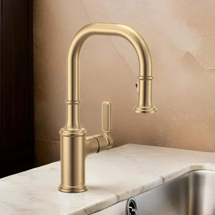 Moen Smyth One-Handle, High-Arc Pulldown Bar Faucet, PowerClean, 1.5 GPM, Bronzed Gold - 5770BZG