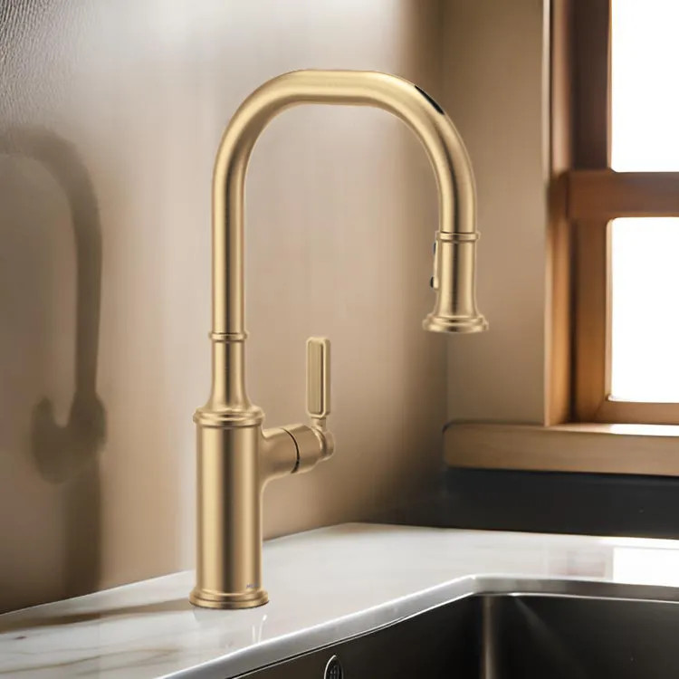 Moen Smyth One-Handle, High-Arc Pulldown Kitchen Faucet, Voice Activated, 1.5 GPM, Bronzed Gold - 7770EVBZG