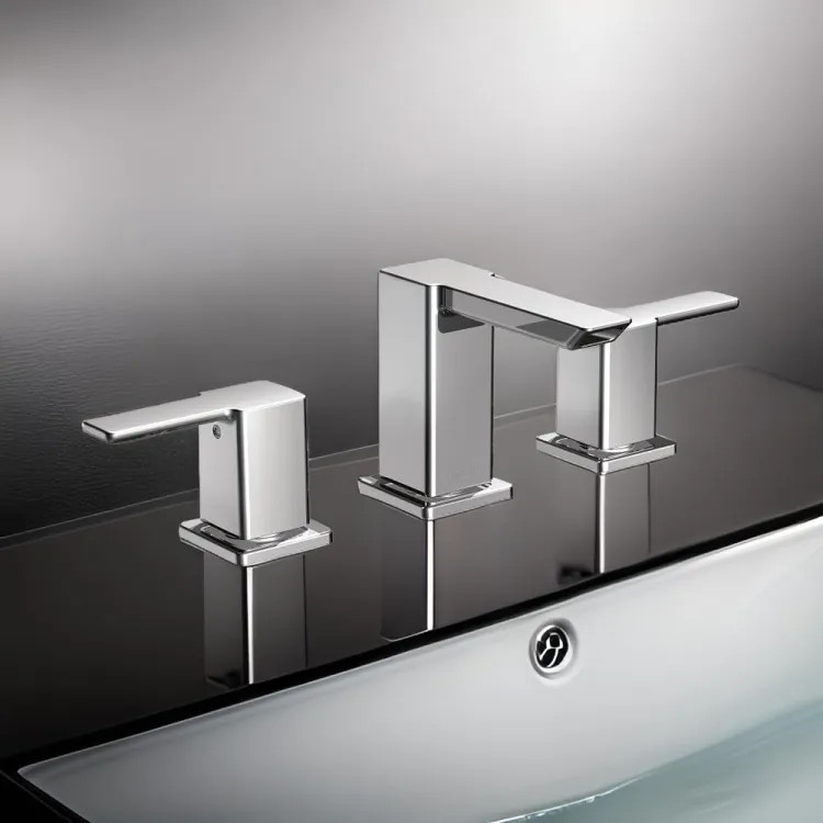 Moen 90-Degree Two-Handle Low Arc Chrome Widespread Bathroom Faucet with Metal Pop-Up, 1.2 GPM, Lever Handle, WaterSense, Three-Holes - TS6720 