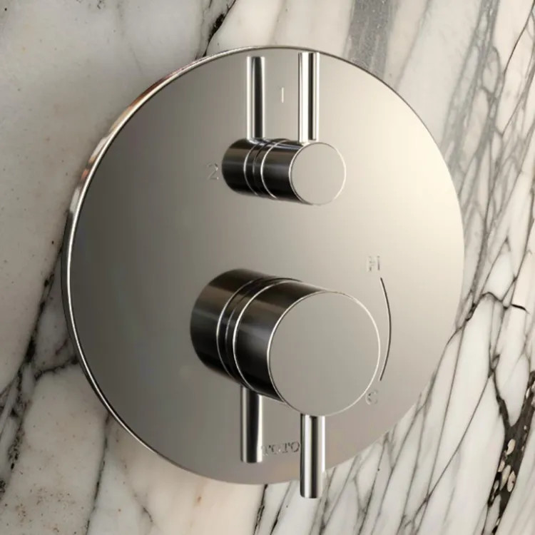 TOTO 7" Round Pressure Balance Valve Trim with Diverter, Lever Handles, Brushed Nickel - TBV01802U#BN 